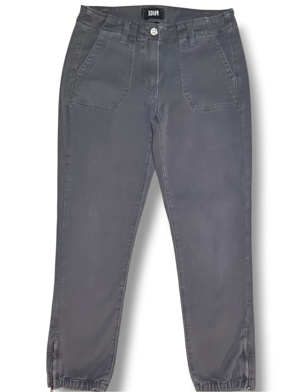 Paige Mayslie Jogger Pants Womens 27 Gray Cotton Stretch Mid Rise Tapered Leg